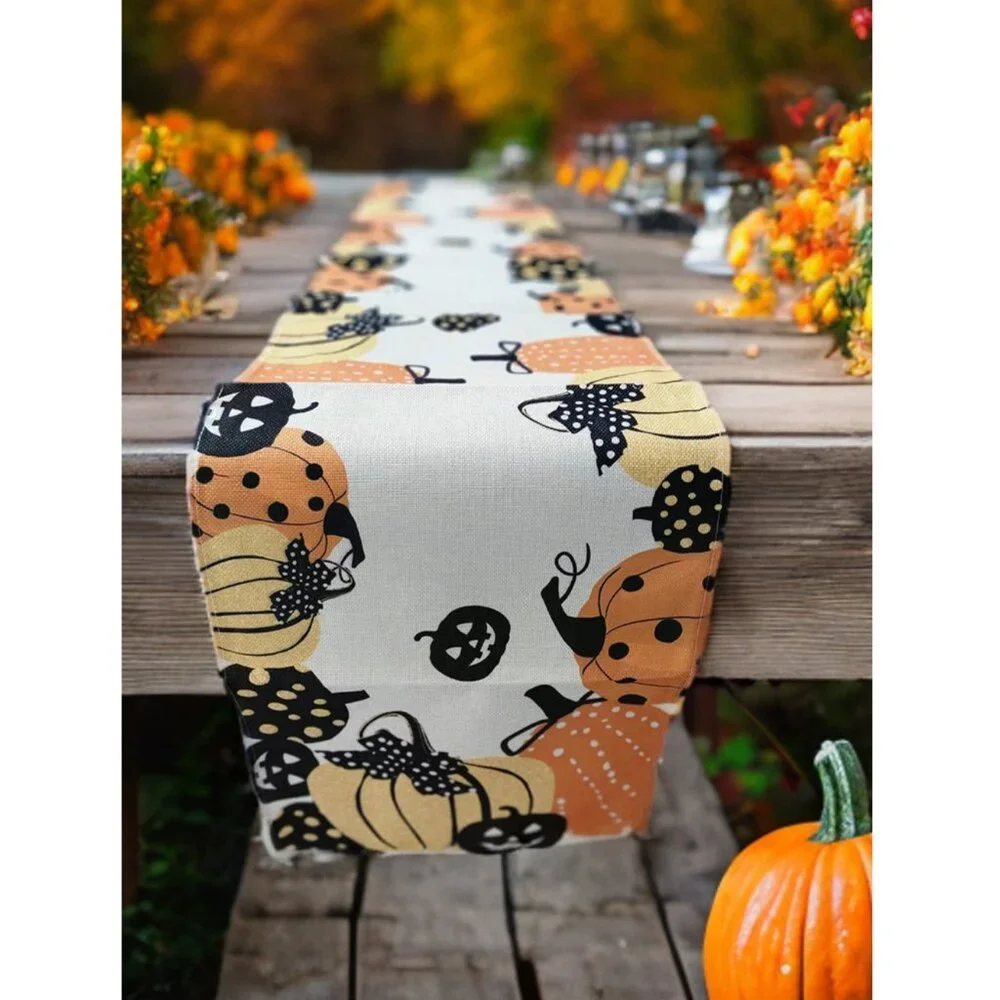 Fall Table Runner Decorative Cloth Halloween Party Decoration Pumpkin Decor 120